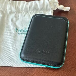 Tieks Mag Safe Black and Teal Leather Card Holder